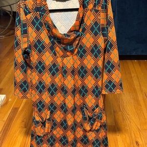 Reborn Orange and Teal Plaid Dress